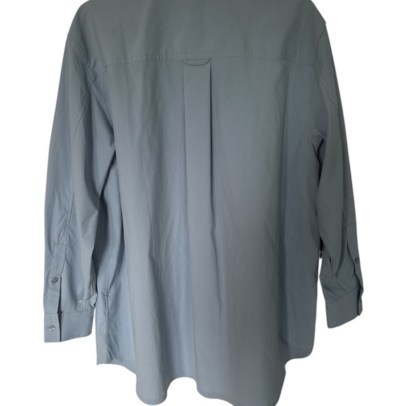 Athleta Womens Performance Oversize Button Up Heron Blue Poplin - Picture 6 of 8